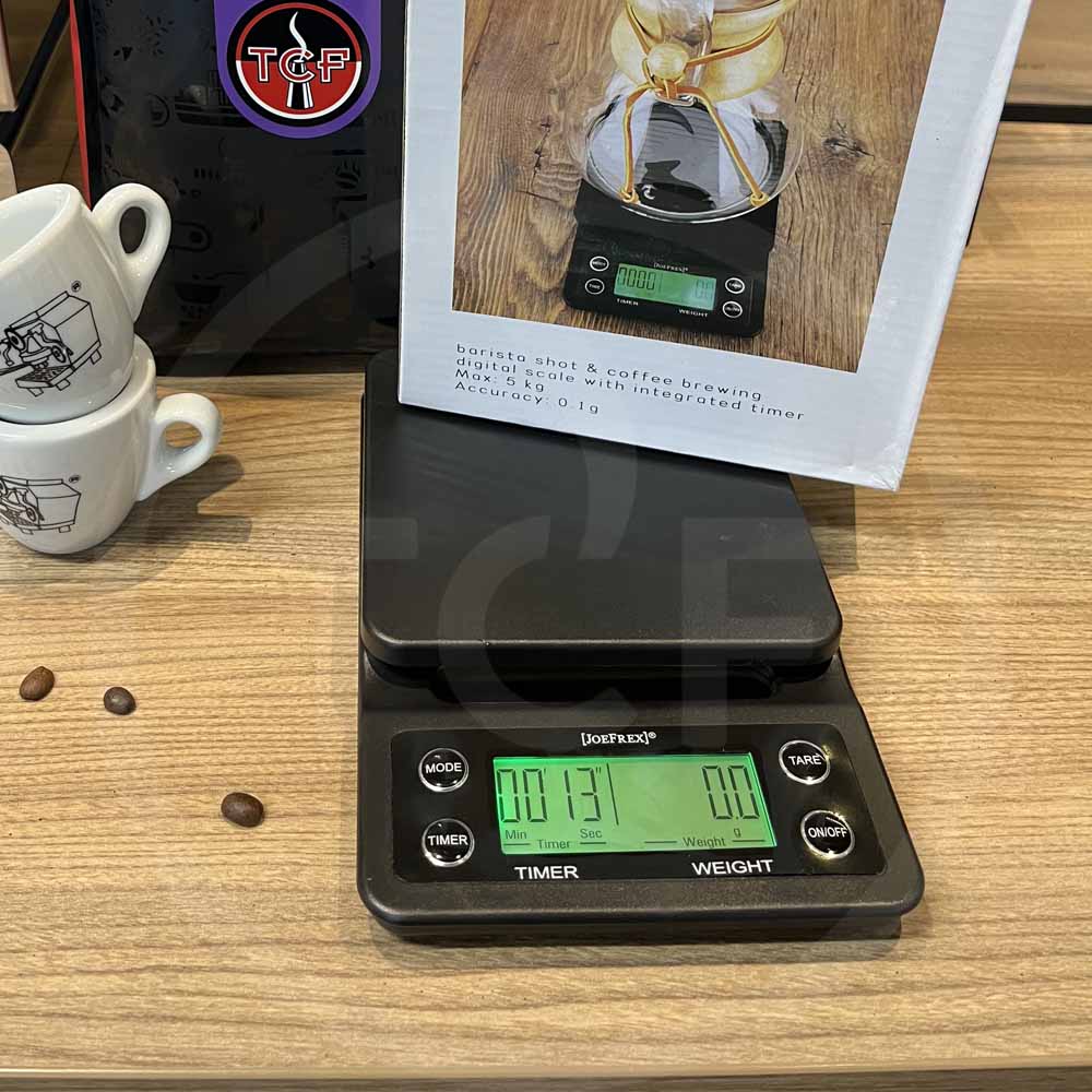 Joefrex weegschaal + timer | The Coffee Factory (TCF)