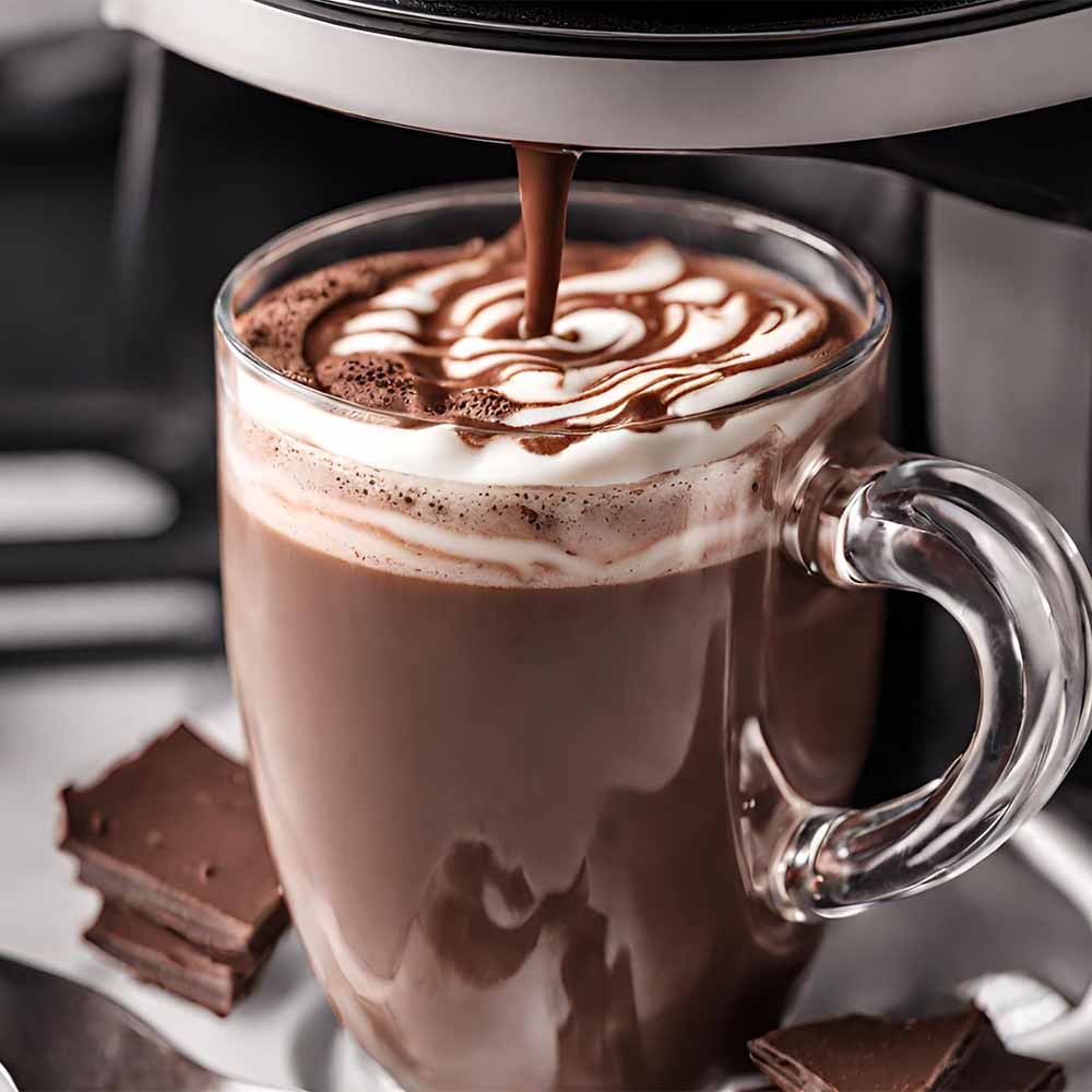 warme chocolademelk uit een koffiemachine