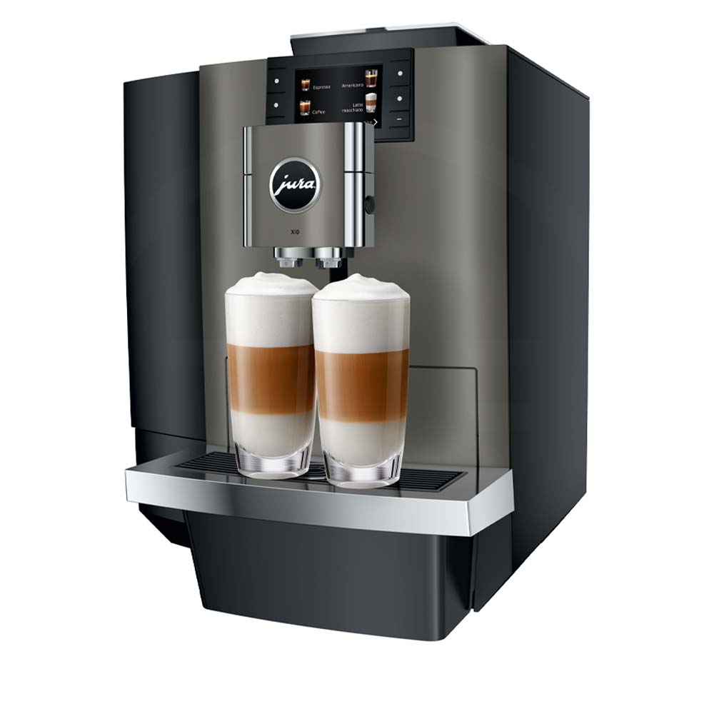 15546 JURA X10 [EA] Dark Inox maakt 2 latte macchiato