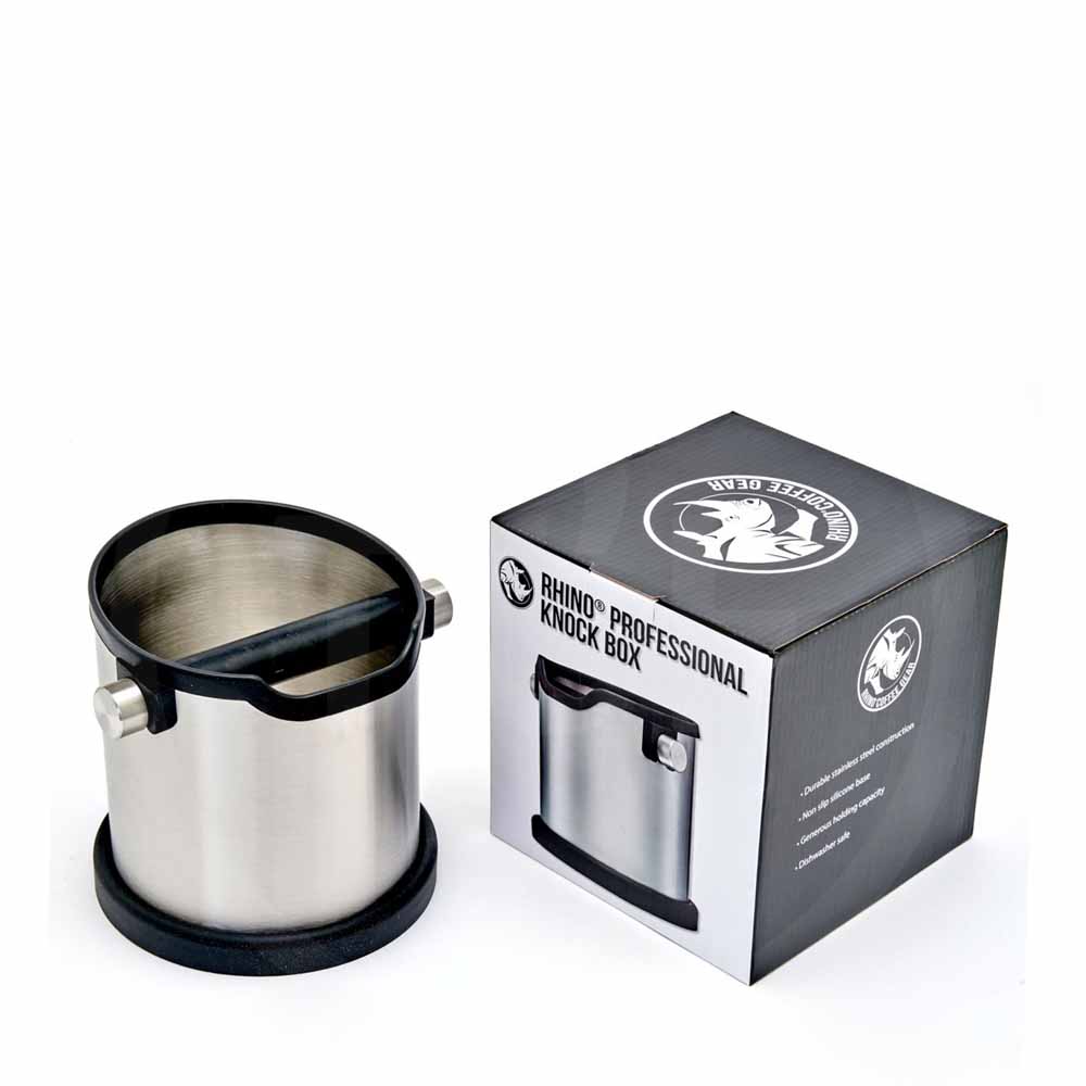 Rhino® Coffee Gear uitklopbak Rond RVS [Deluxe] - The Coffee Factory (TCF)