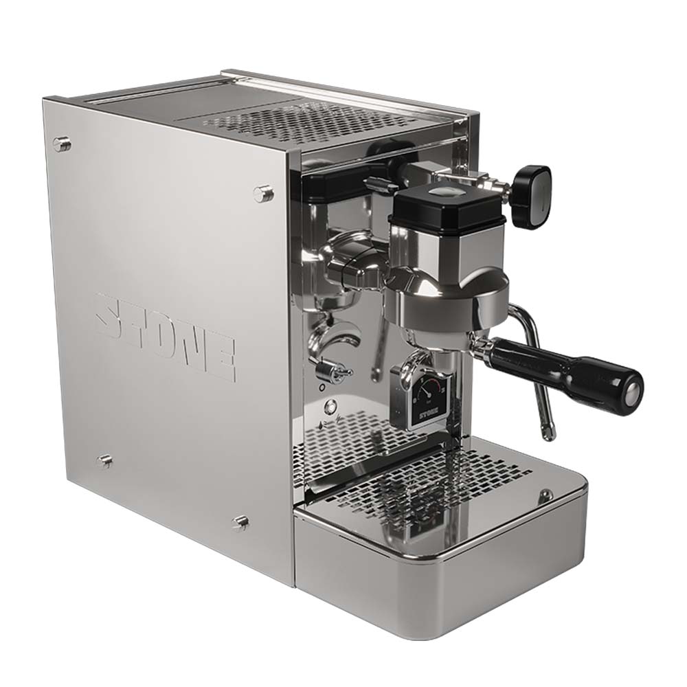 Strak gestylde halfautomatische espressomachine Stone Lite Premium met logo