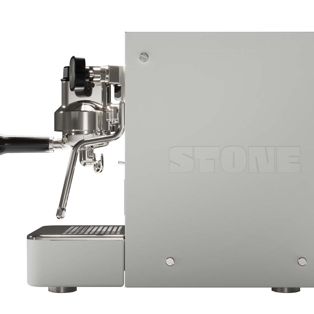 Strak gestylde espressomachine Stone Lite wit met logo